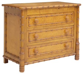 FRENCH MIXED WOOD & FAUX BAMBOO COMMODE