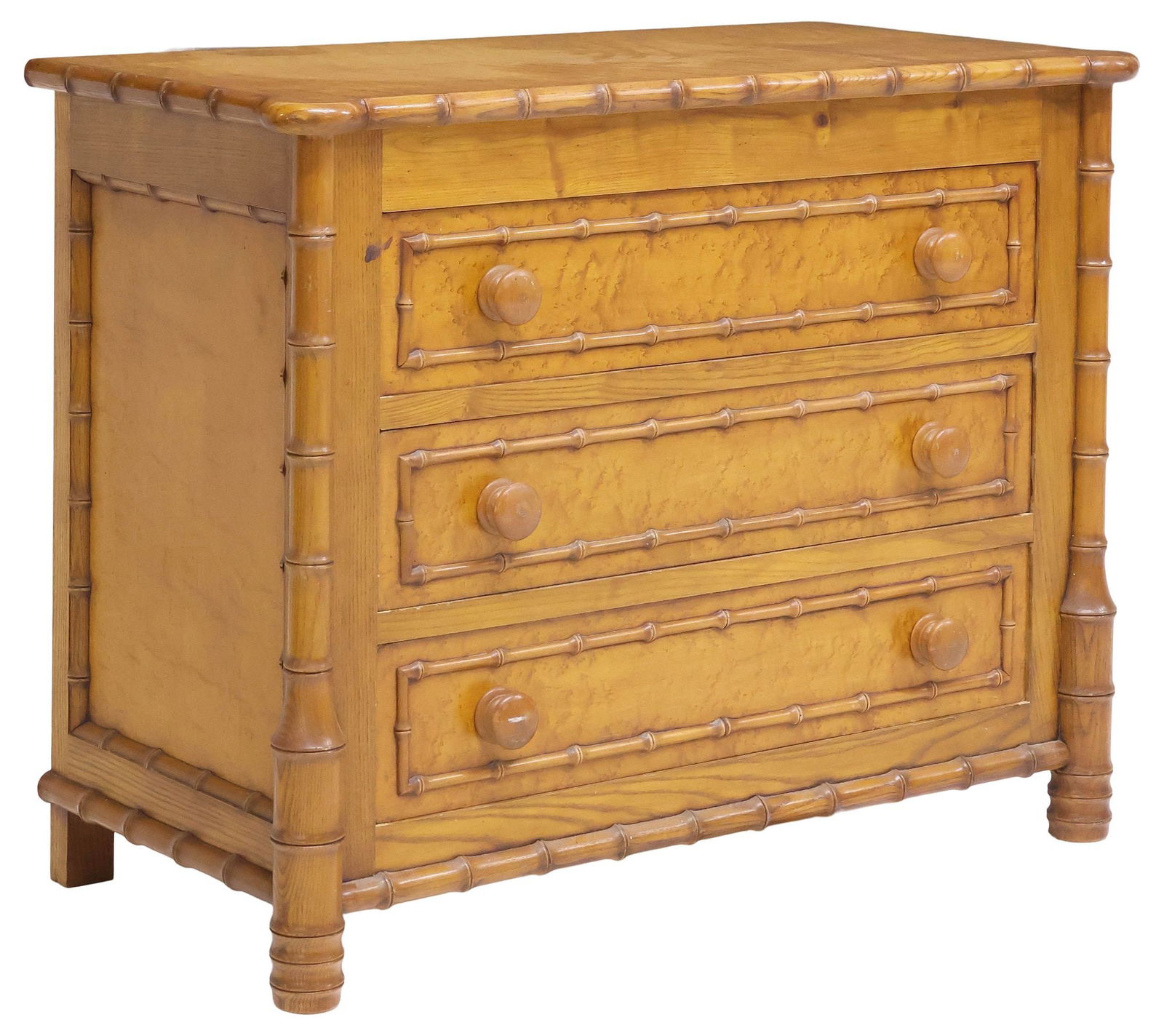 FRENCH MIXED WOOD & FAUX BAMBOO COMMODE (1 of 6)
