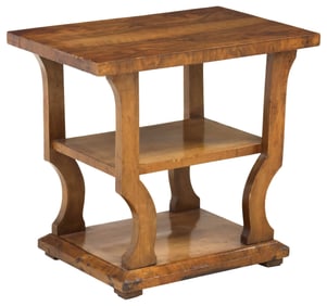 ITALIAN ART DECO PERIOD BURLED WALNUT 3-TIER SIDE TABLE
