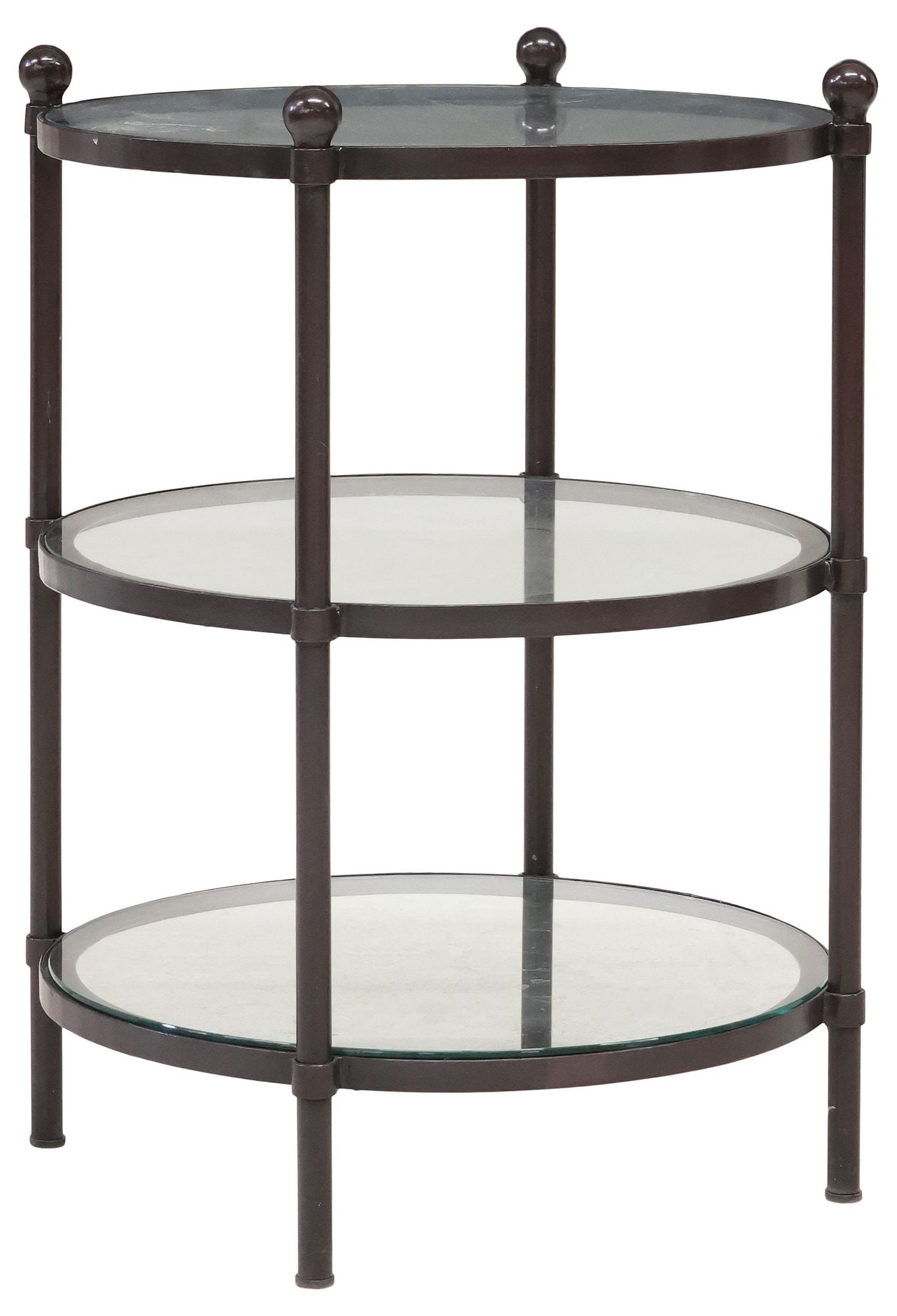 CONTEMPORARY WROUGHT IRON & GLASS 3-TIER SIDE TABLE (1 of 4)
