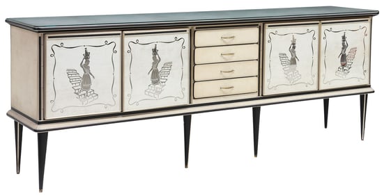 UMBERTO MASCAGNI (ATTRIB.) MID-CENTURY MODERN GLASS-TOP SIDEBOARD