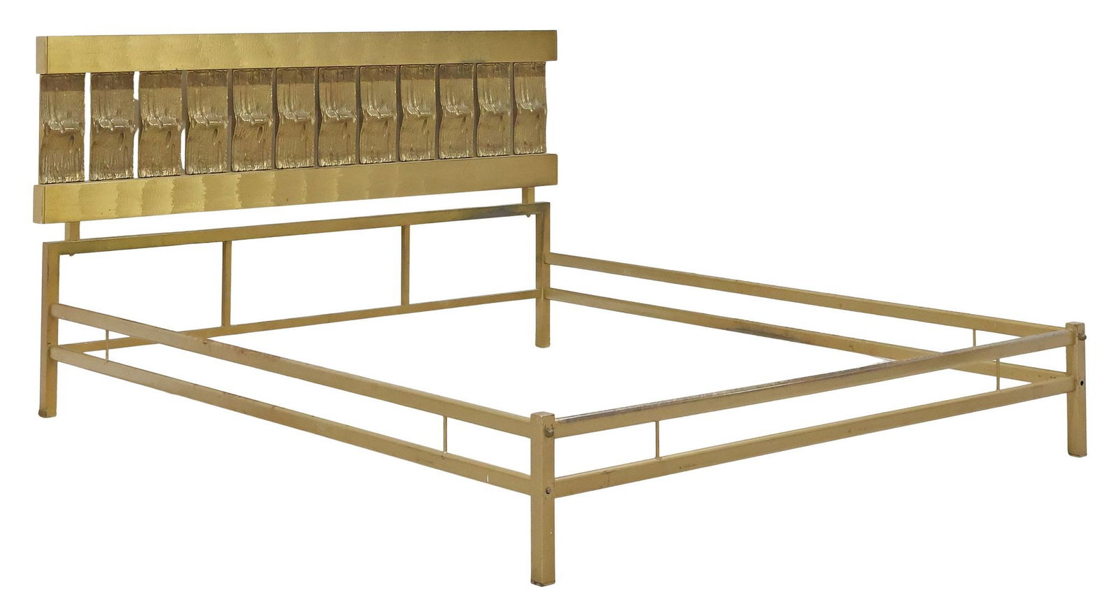LUCIANO FRIGERIO (1928-1999) BRUTALIST GILT-BRONZE & BRASS BED (1 of 3)
