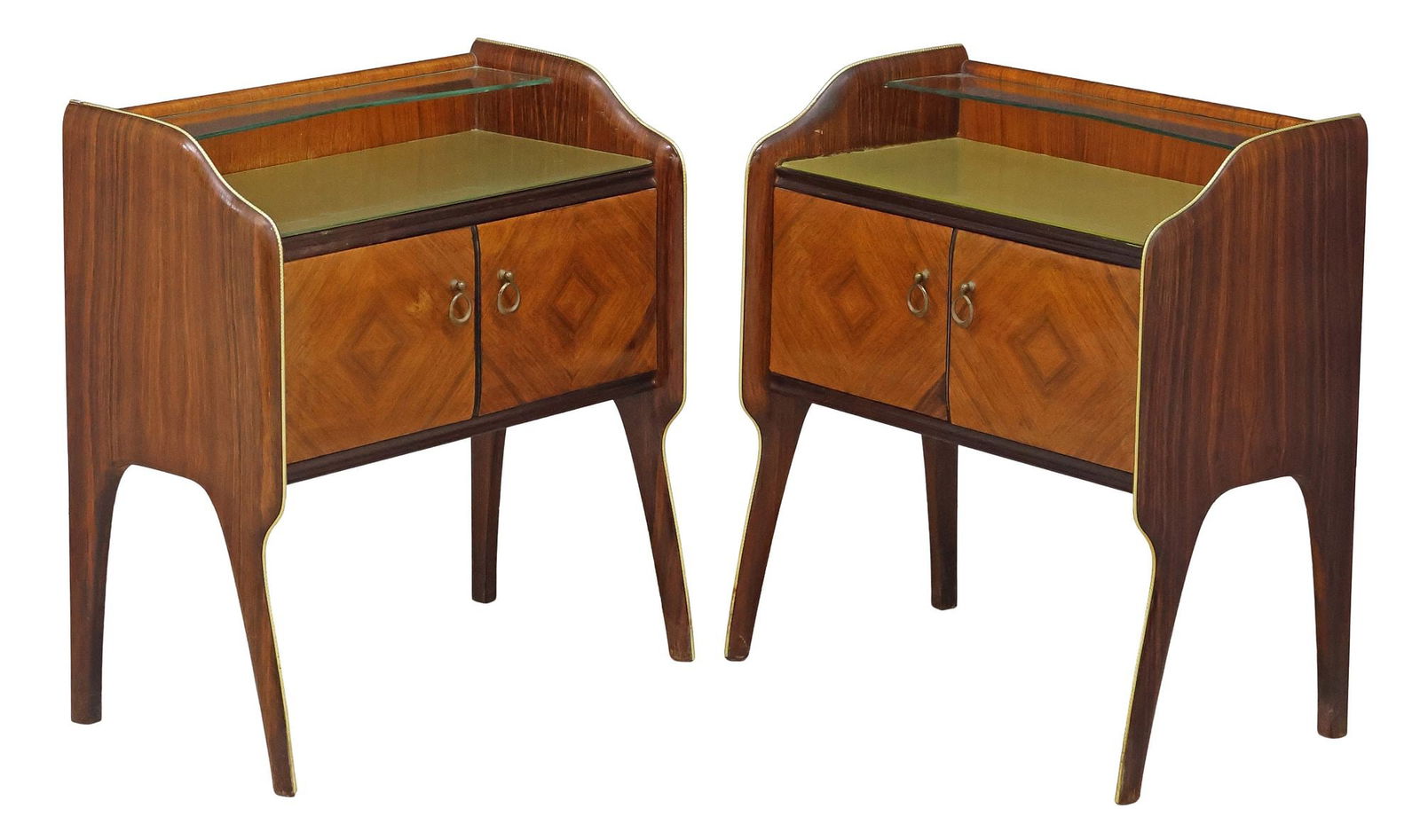 (2) ITALIAN MID-CENTURY MODERN GLASS-TOP ROSEWOOD NIGHTSTANDS (1 of 5)