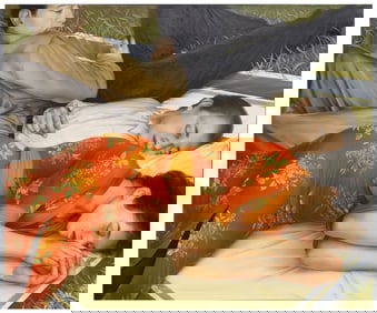 CLAIRE KLAREWICZ-OKSER (B.1955) 'ELABORATION OF A SUMMER AFTERNOON' REALIST PAINTING, 40" X 48"