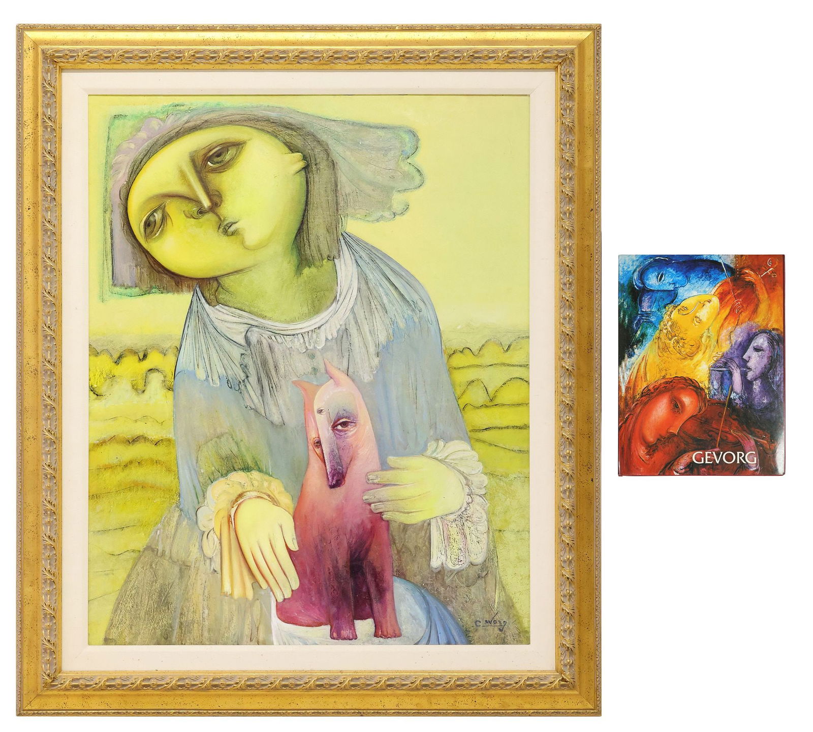 (2) GEVORG YEGHIAZIARIAN (B.1964) SURREALIST DOG PAINTING & SIGNED BOOK (1 of 10)