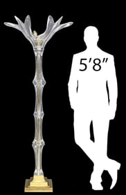 LARGE FRENCH COFRAC ART VERRIER (ATTRIB) CRYSTAL 2-LIGHT FLOOR LAMP, 72"H