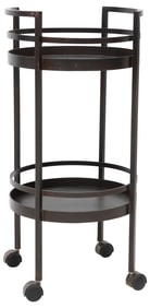 JAN BARBOGLIO PATINATED IRON 'CIRCULO' 2-TIER BAR CART