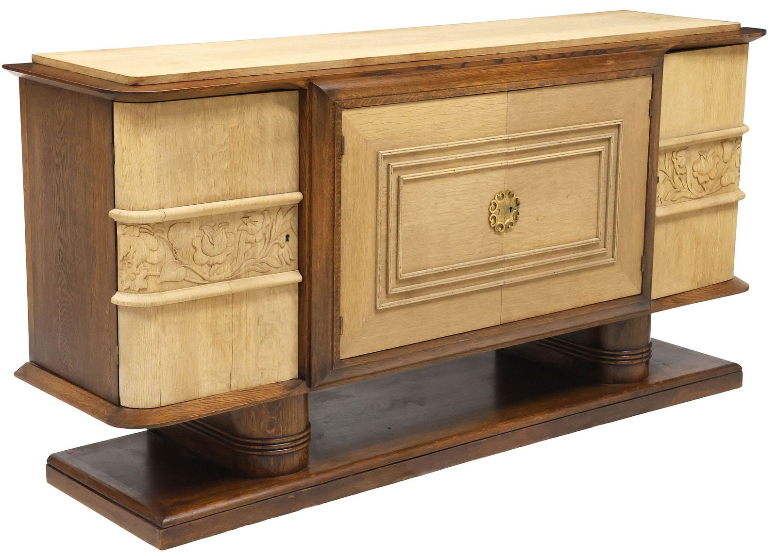 FRENCH ART DECO PERIOD CONTRASTING CARVED OAK SIDEBOARD (1 of 5)