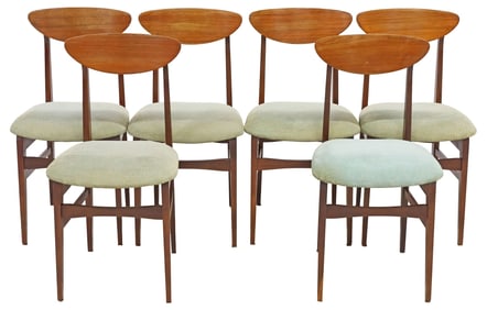 (6) DANISH MID-CENTURY MODERN UPHOLSTERED TEAK DINING CHAIRS