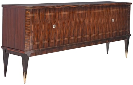 FRENCH MID-CENTURY MODERN LACQUERED EXOTIC VENEER SIDEBOARD