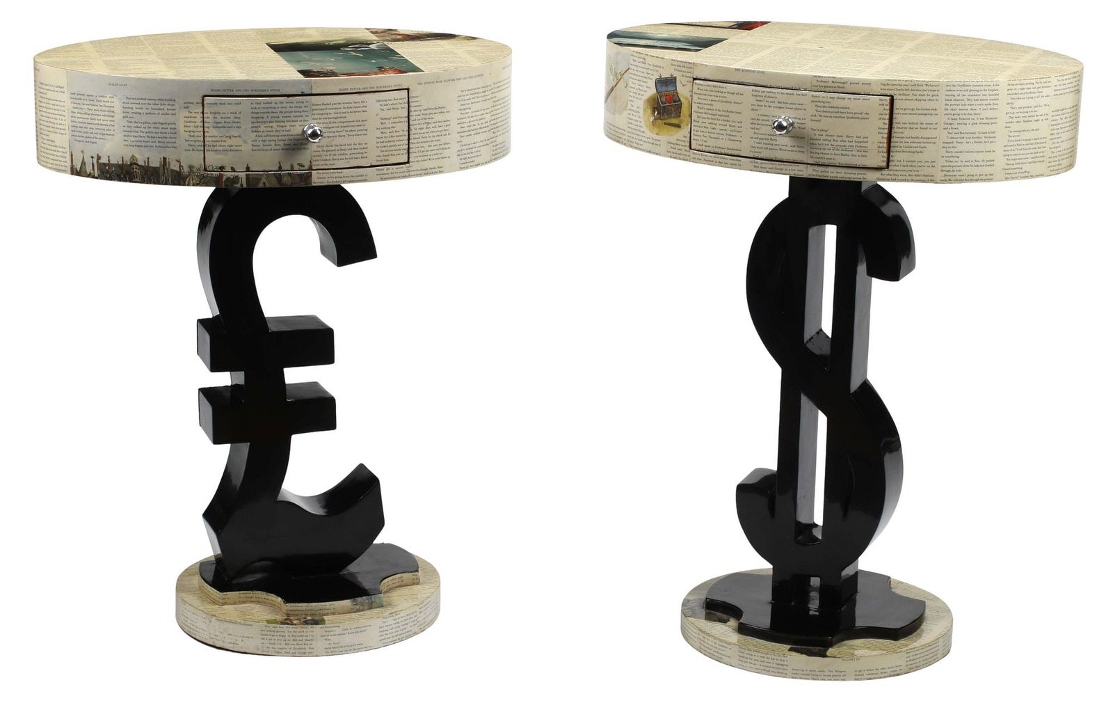 (2) ART MODERNE BOOK PAGE VENEERED ONE-DRAWER SIDE TABLES (1 of 6)