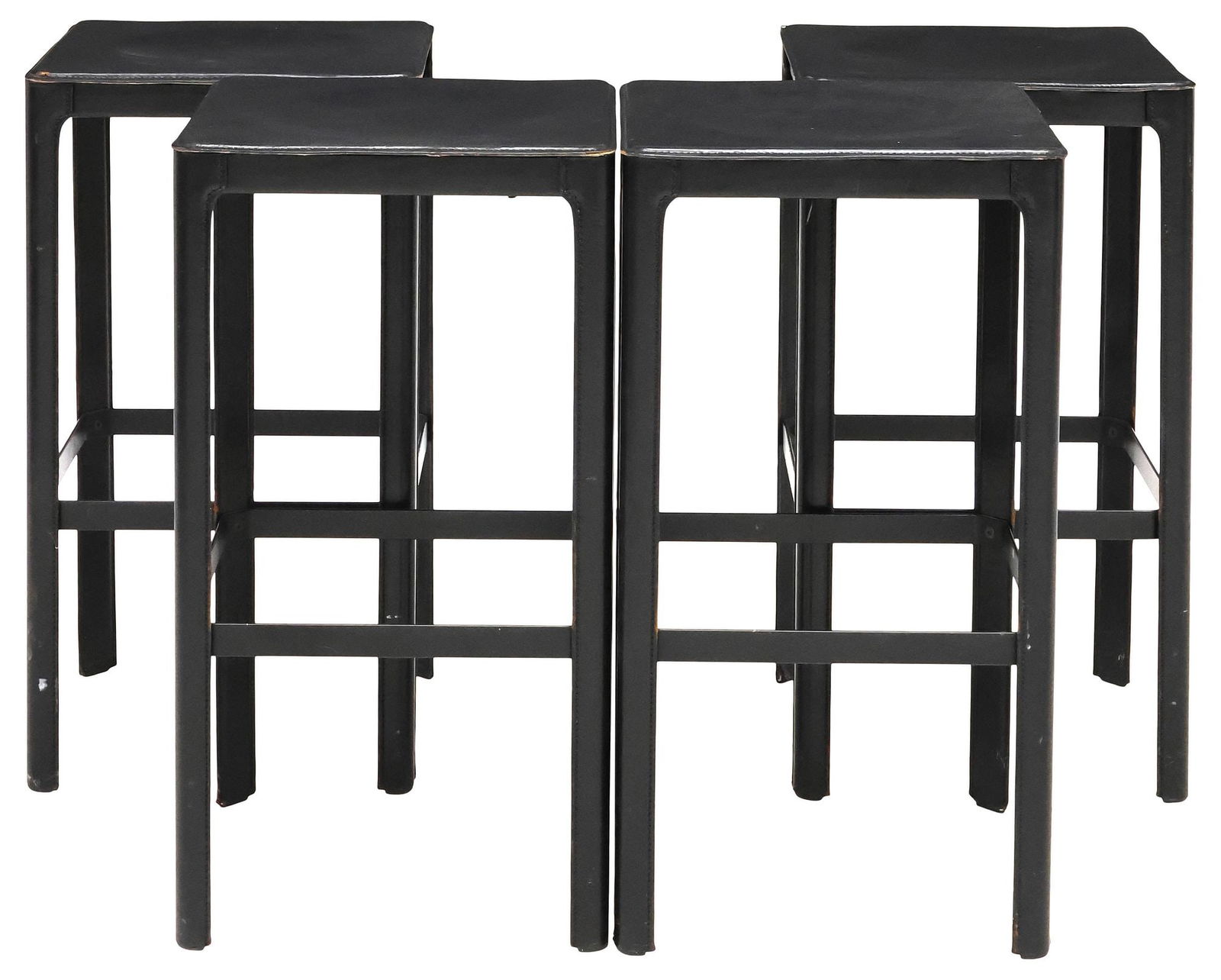 (4) ITALIAN MATTEO GRASSI BLACK LEATHER-CLAD BAR STOOLS (1 of 6)