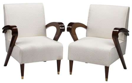 (2) ART DECO STYLE UPHOLSTERED ARMCHAIRS