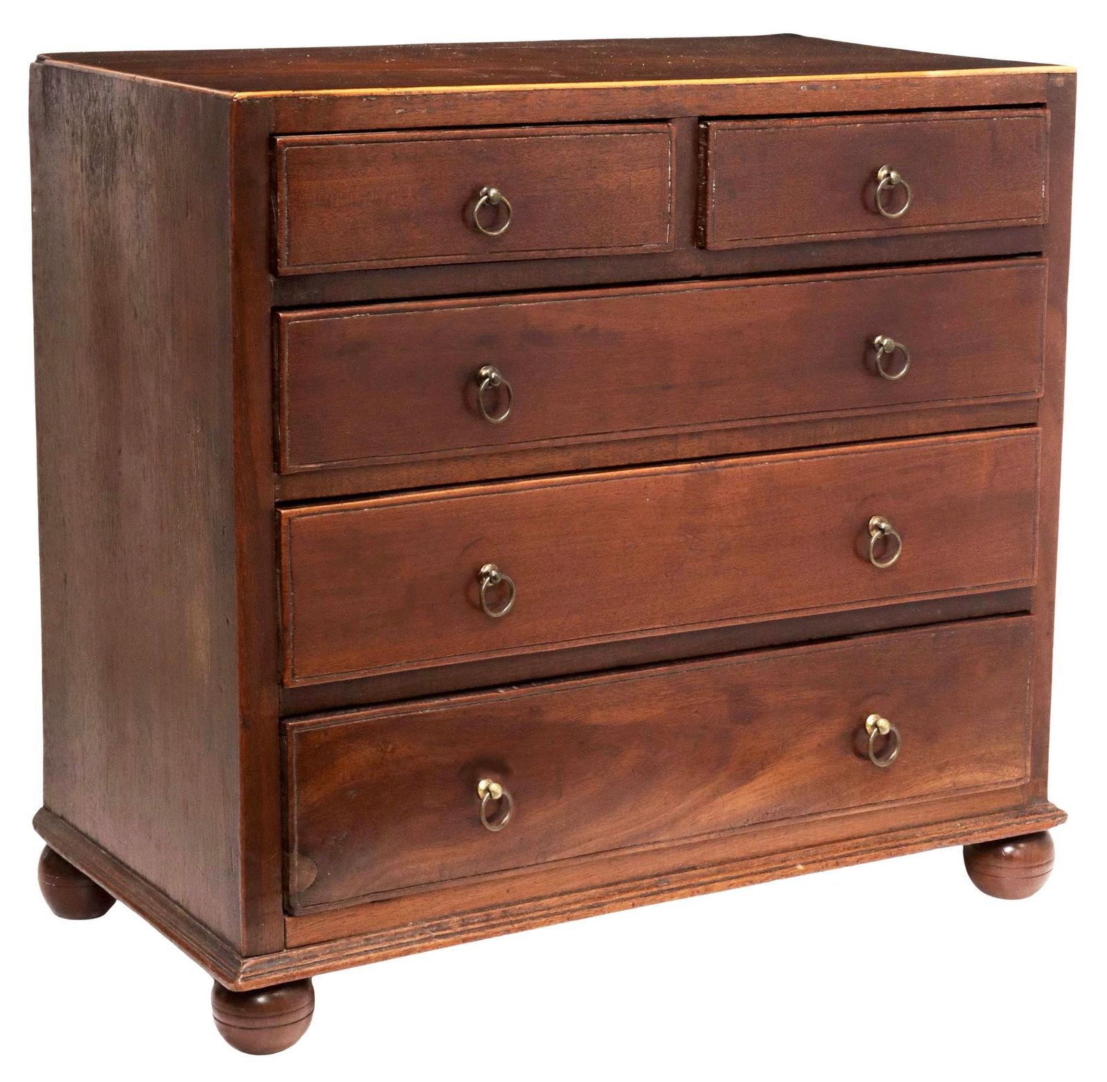 ENGLISH GEORGIAN PERIOD MAHOGANY MINIATURE CHEST OF DRAWERS (1 of 5)