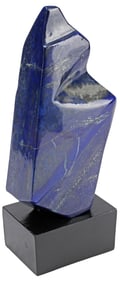 GEOLOGICAL LAPIS LAZULI SPECIMEN ON WOOD BASE, 14.5"H