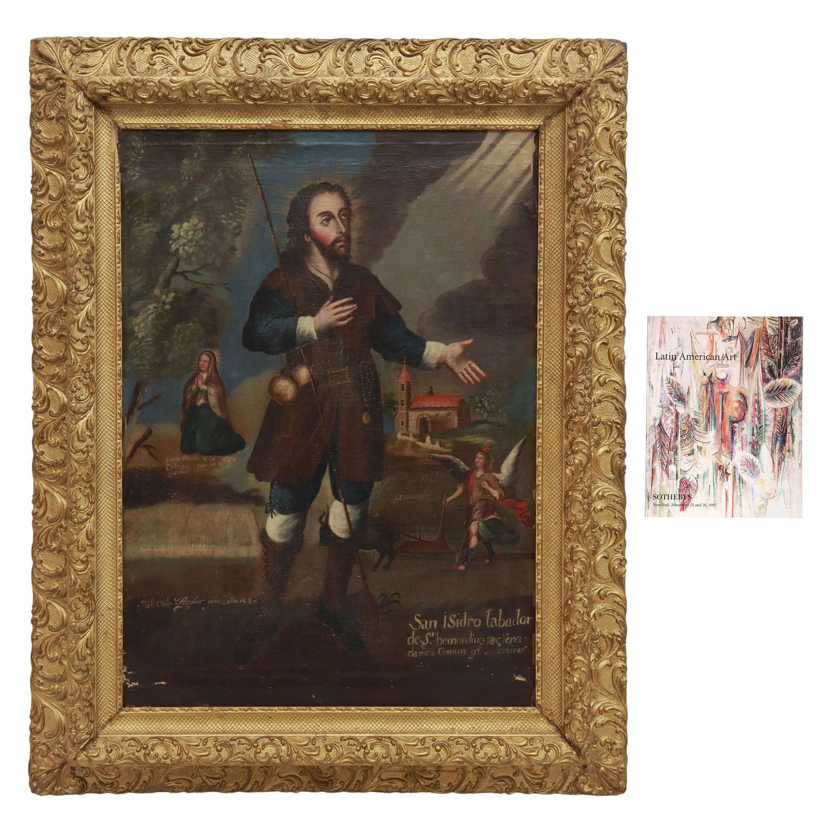 JOSE CICILIO AGUILAR (18TH C.) PAINTING, SAN ISIDRO LABRADOR, SOTHEBY'S (1 of 10)