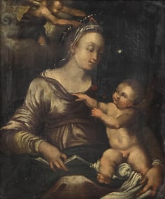 CARLO GAROFALO ITALIAN SCHOOL OIL PAINTING, MADONNA & CHILD