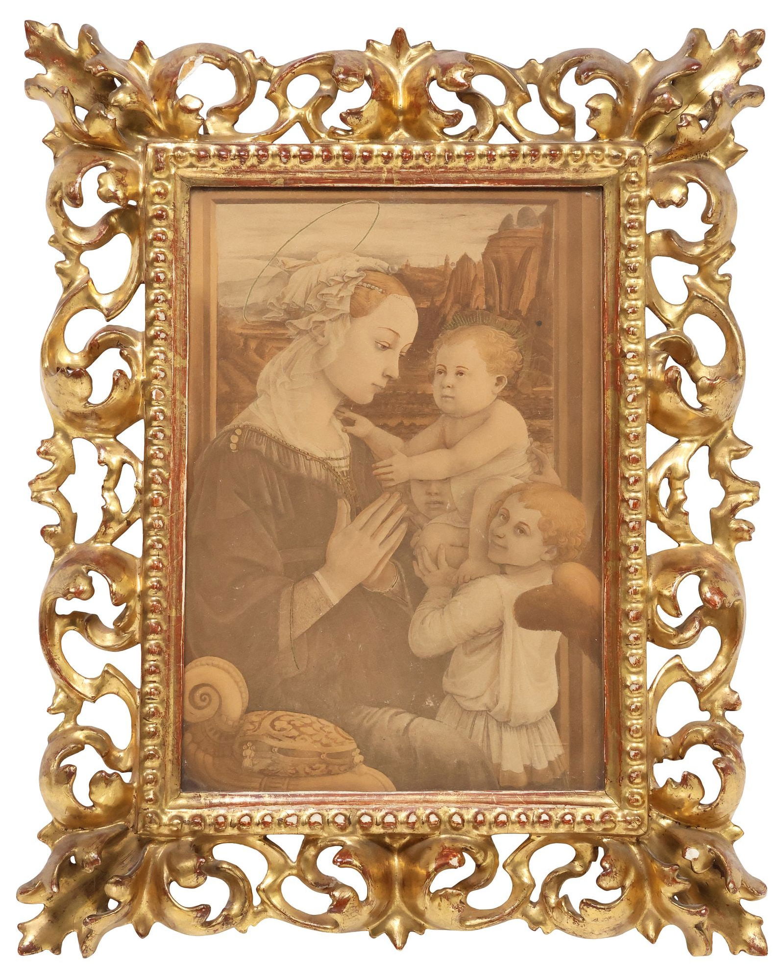 AFTER FILIPPO LIPPI (D.1469) PRINT, 'MADONNA & CHILD' IN ORNATE GILTWOOD FRAME (1 of 4)