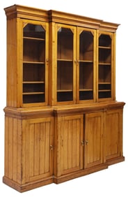 AMERICAN EASTLAKE CARVED OAK BOOKCASE / DISPLAY CABINET, 96"H
