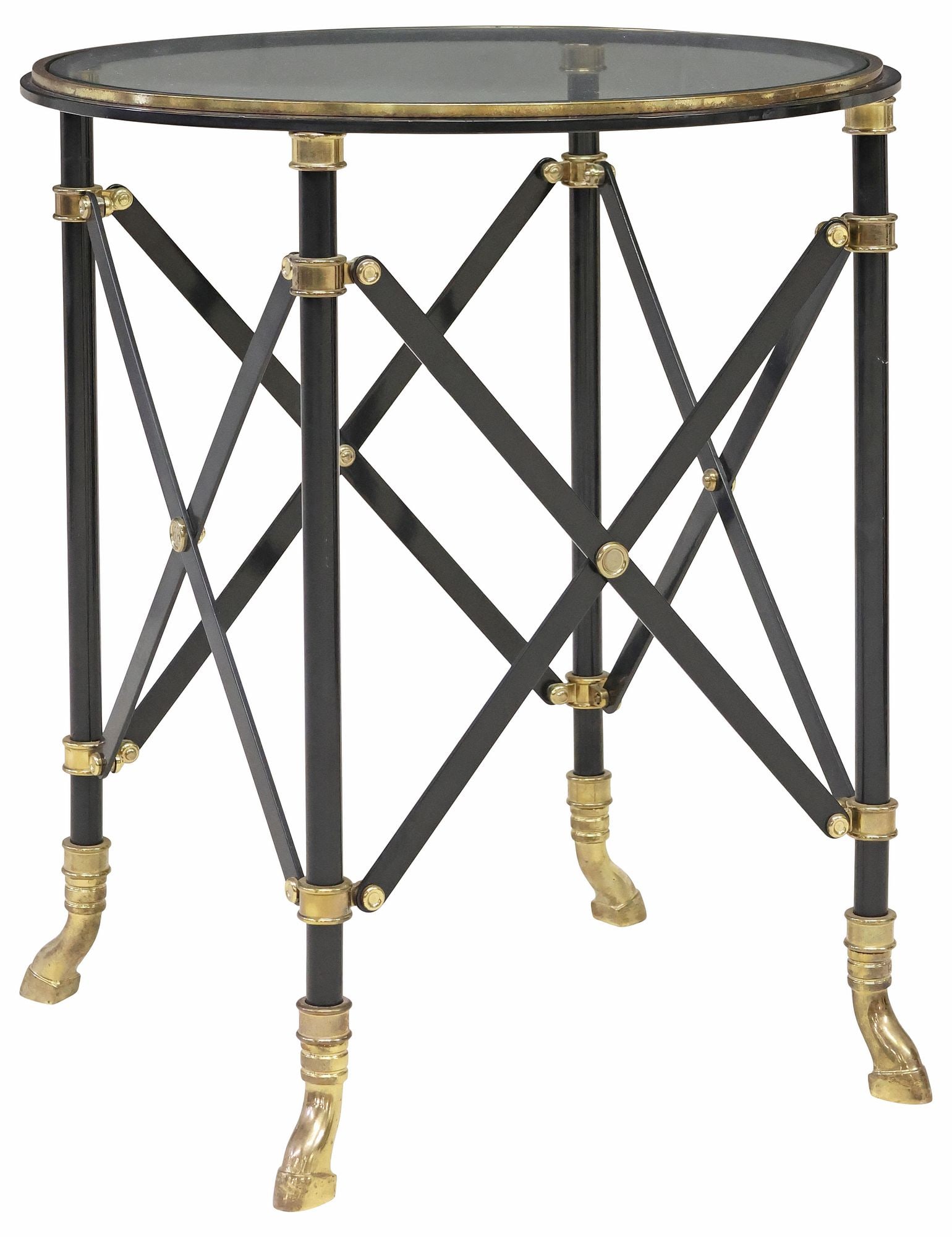 DIRECTOIRE STYLE PARCEL GILT IRON & GLASS SIDE TABLE / GUERIDON (1 of 5)