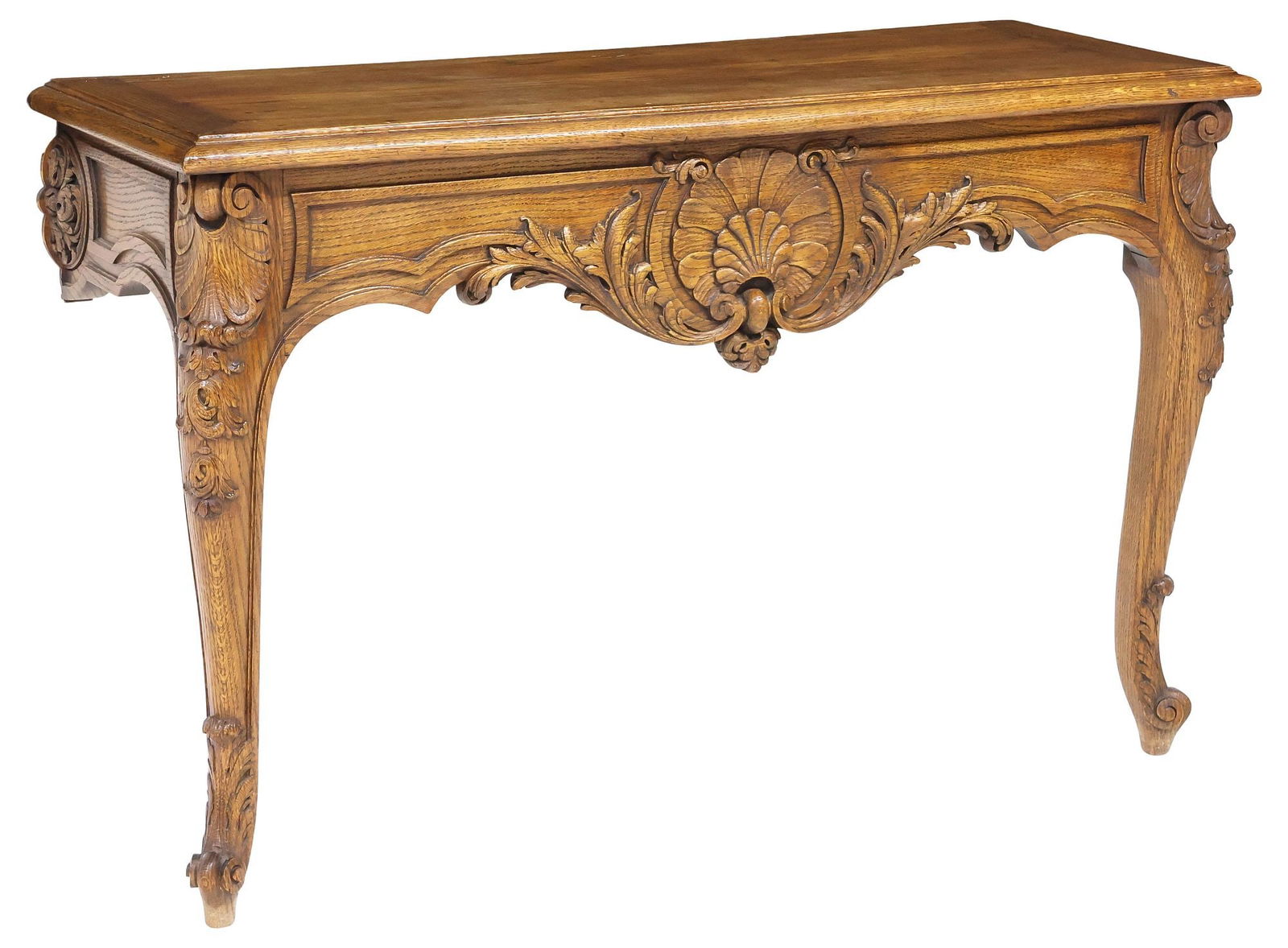 LOUIS XV STYLE CARVED OAK WALL-MOUNTED CONSOLE TABLE (1 of 5)