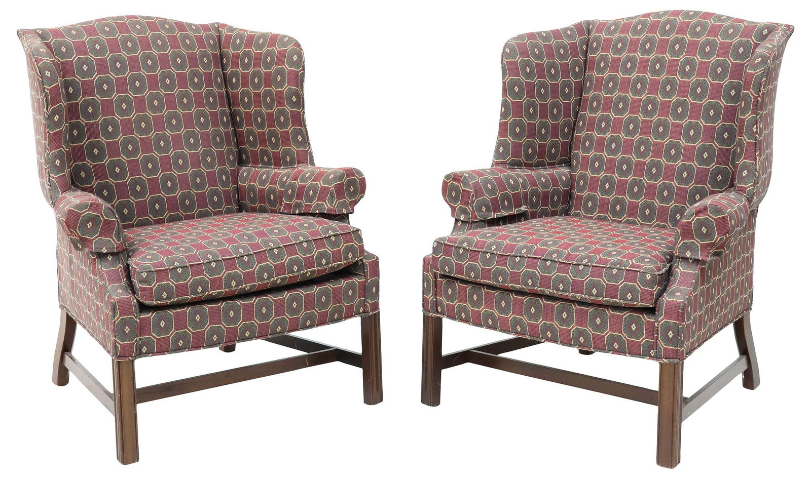 (2) WOODMARK GEORGIAN STYLE UPHOLSTERED WINGBACK ARMCHAIRS (1 of 4)