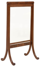 FRENCH COLORLESS GLASS & MAHOGANY FIRESCREEN