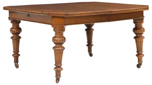 ENGLISH VICTORIAN OAK CRANK-OPERATED EXTENSION DINING TABLE, 133"L