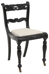 ANGLO-INDIAN EBONIZED & FOLIATE CARVED SIDE CHAIR