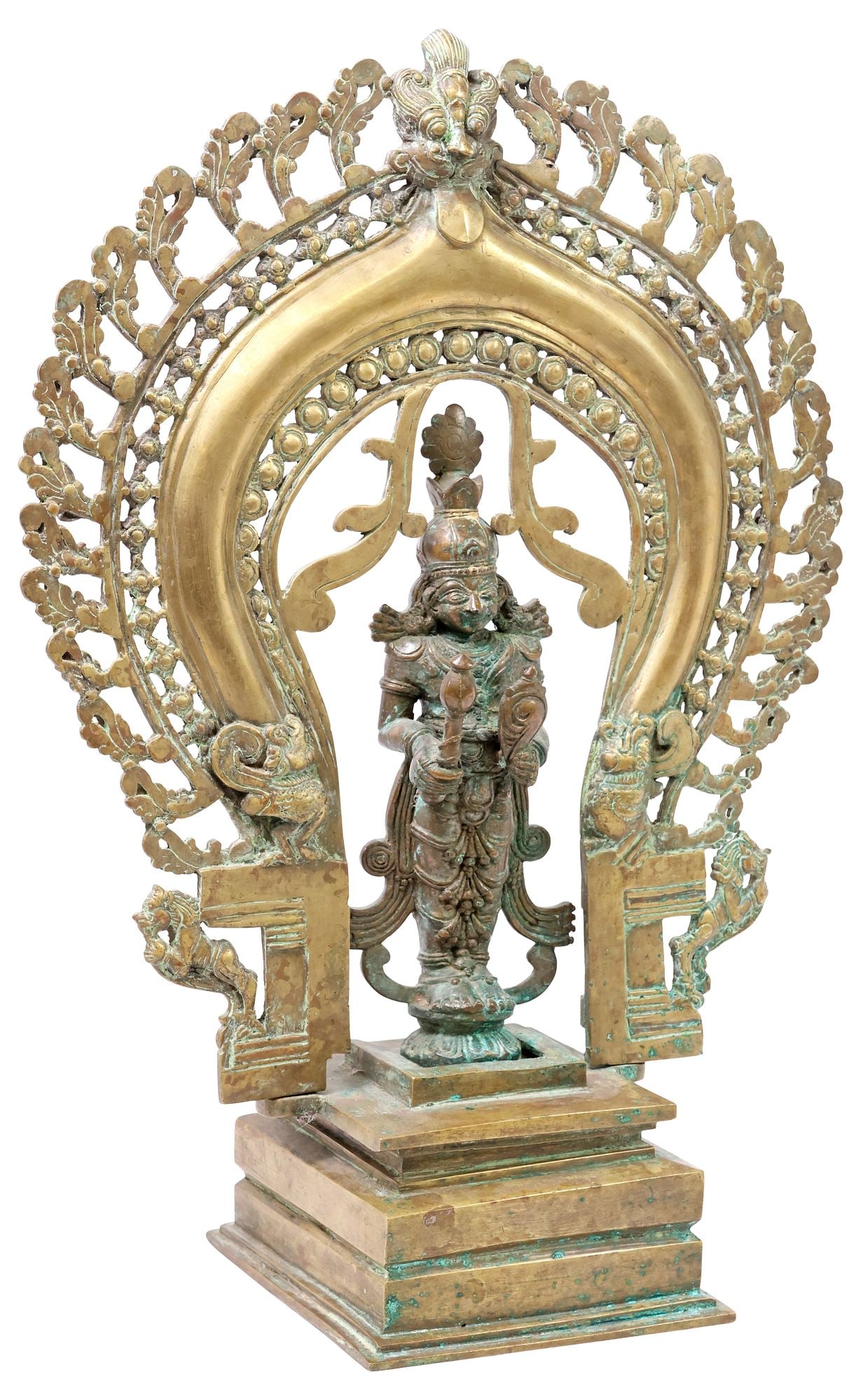 ANTIQUE BRONZE/ COPPER ALLOY ALTAR SHRINE, VISHNU, INDIA, 21"H (1 of 6)