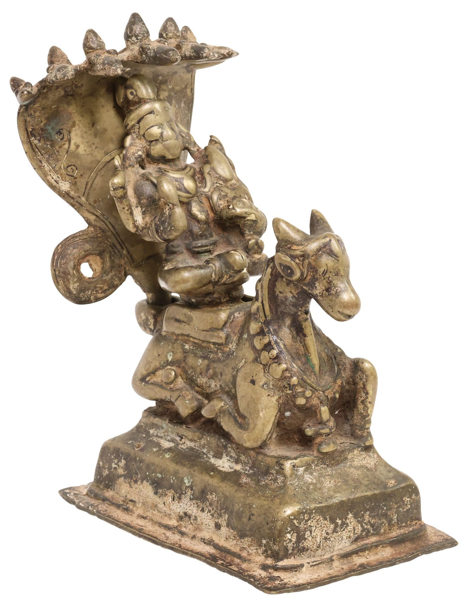 ANTIQUE BRONZE/ COPPER ALLOY FIGURE, SHIVA & PARVATI ON SACRED BULL, INDIA (1 of 6)
