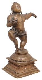 ANTIQUE BRONZE/ COPPER ALLOY FIGURE, BALAKRISHNA DANCING, INDIA