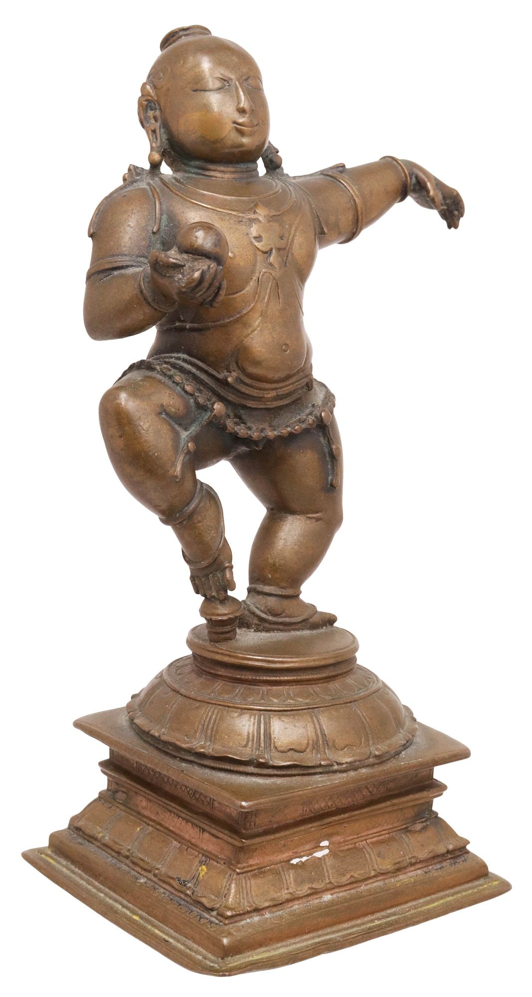 ANTIQUE BRONZE/ COPPER ALLOY FIGURE, BALAKRISHNA DANCING, INDIA (1 of 6)