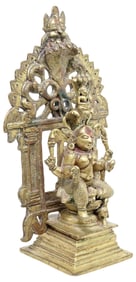 ANTIQUE BRONZE / COPPER ALLOY FIGURAL SHRINE, SARASWATI, INDIA