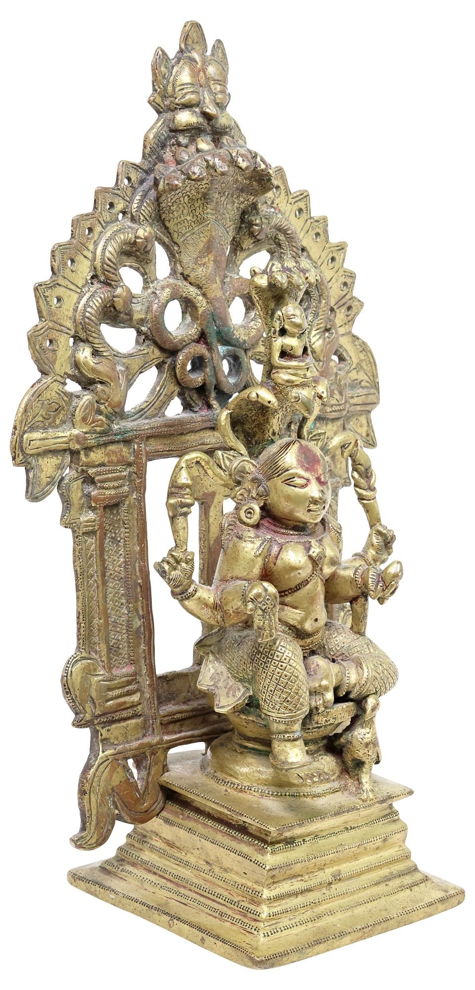 ANTIQUE BRONZE / COPPER ALLOY FIGURAL SHRINE, SARASWATI, INDIA (1 of 6)