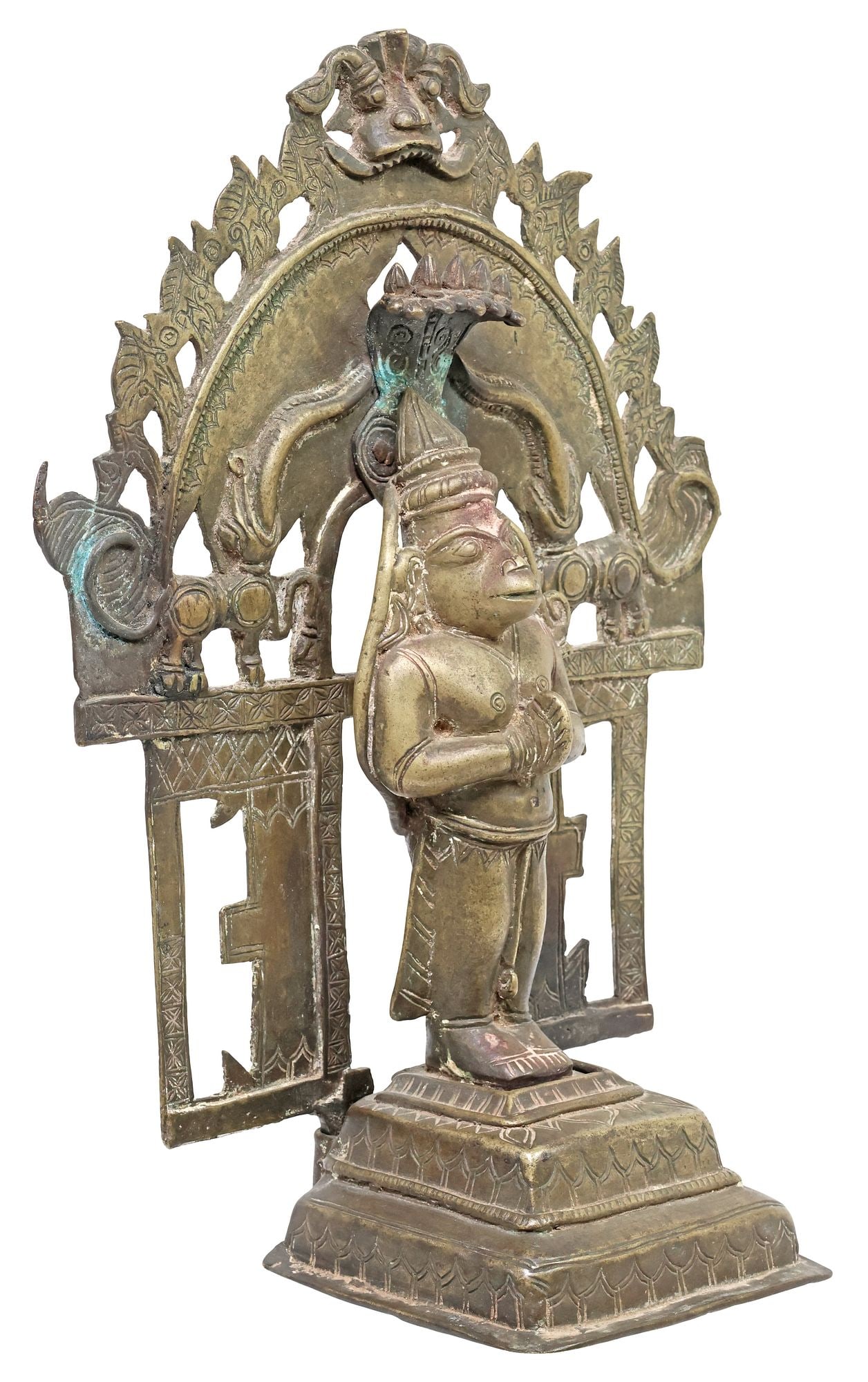 ANTIQUE BRONZE/ COPPER ALLOY FIGURE, HINDU DEITY HANUMAN, INDIA (1 of 6)