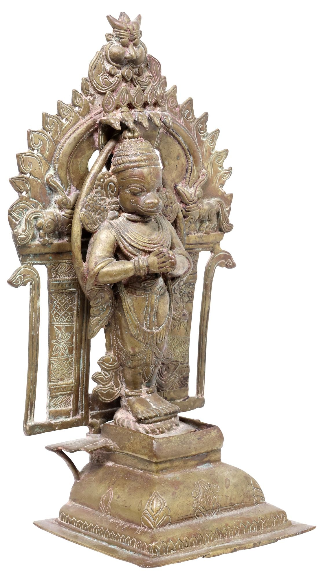 ANTIQUE BRONZE/ COPPER ALLOY FIGURE, HINDU DEITY HANUMAN, INDIA (1 of 6)