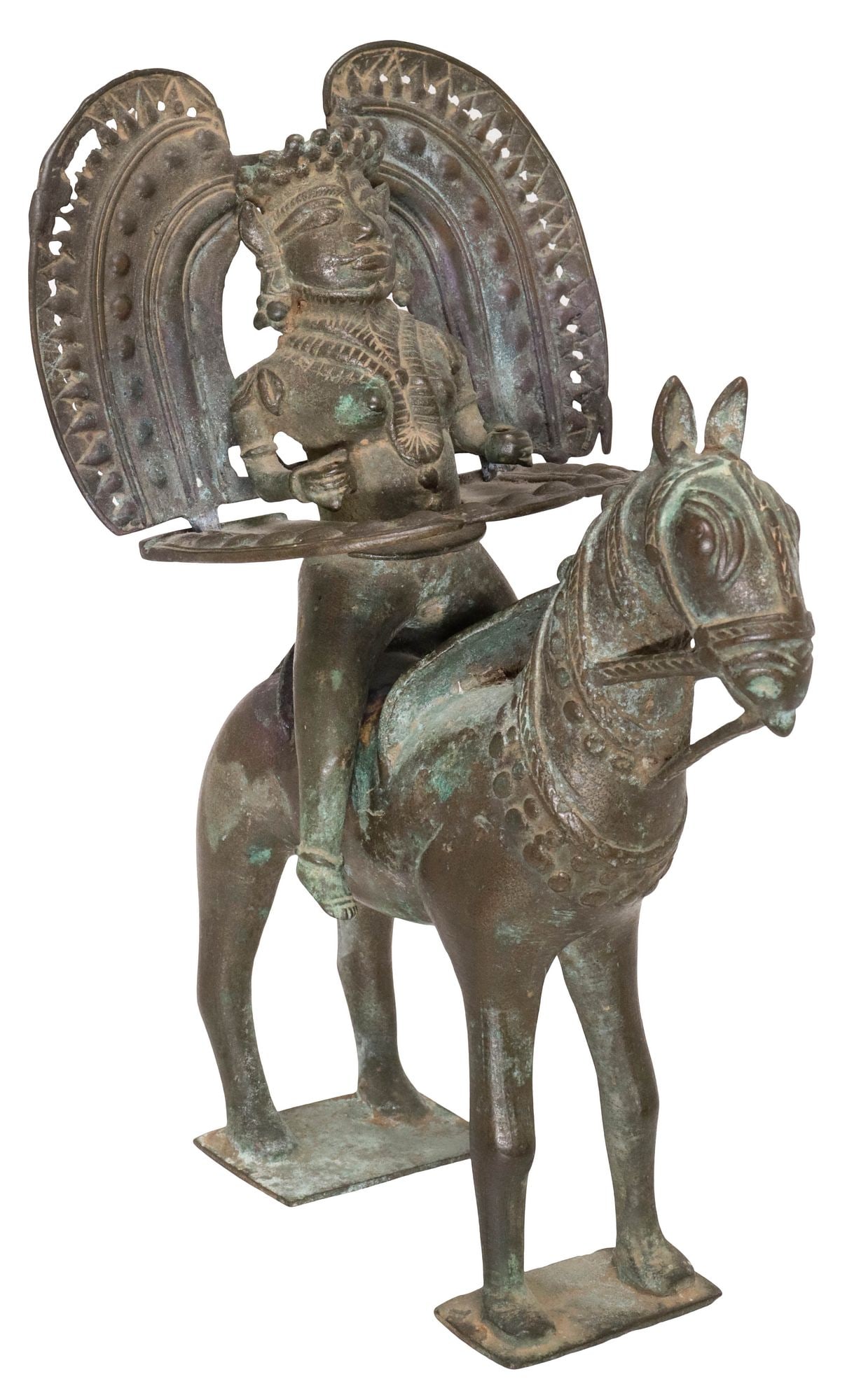 ANTIQUE BRONZE/ COPPER ALLOY FIGURE, BHUTA RIDER ON HORSE, INDIA (1 of 7)