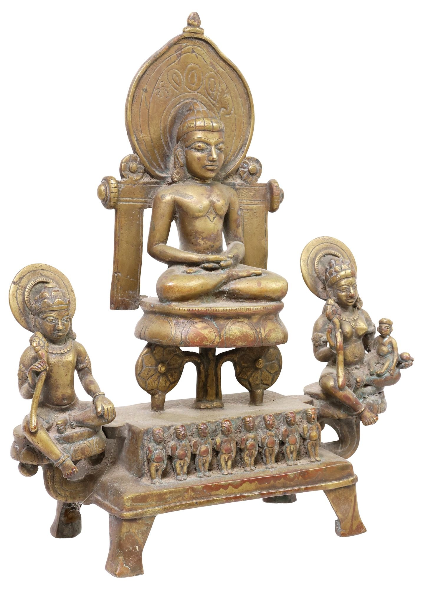 ANTIQUE BRONZE/ COPPER ALLOY ALTAR SHRINE, JAIN FIGURAL GROUP, INDIA (1 of 5)
