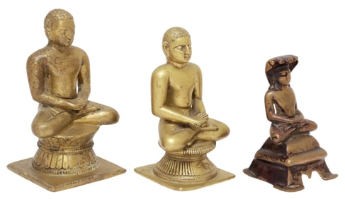 (3) ANTIQUE BRONZE/ COPPER ALLOY FIGURES, JAIN TIRTHANKARAS, INDIA