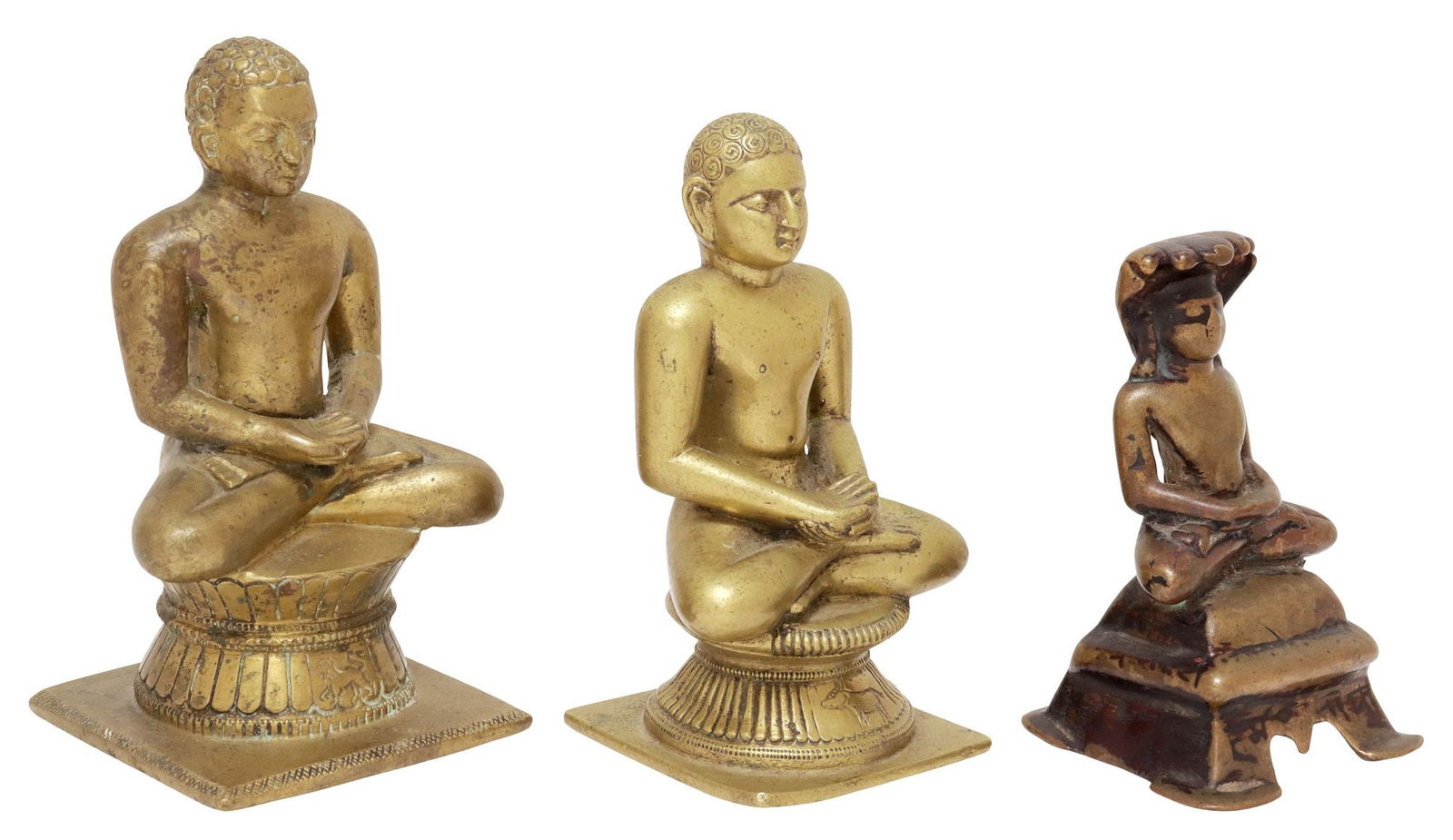 (3) ANTIQUE BRONZE/ COPPER ALLOY FIGURES, JAIN TIRTHANKARAS, INDIA (1 of 8)