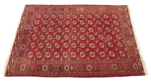 ESTATE HAND-TIED PERSIAN TURKOMEN RUG, 11'1" X 7'11"