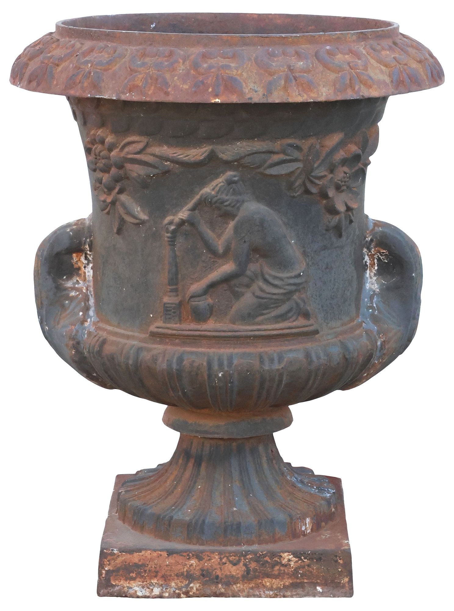 CAST IRON CAMPANA FORM GARDEN URN, 24.5"H (1 of 3)