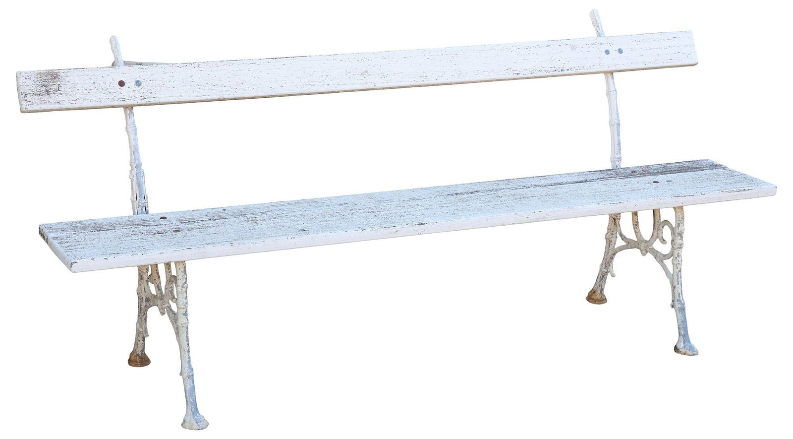 CAST IRON & PAINTED WOOD GARDEN BENCH (1 of 3)