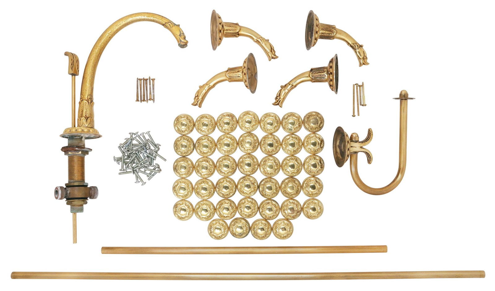 (LOT) HERBEAU 'POMPADOUR' BATHROOM SET, KNOBS & OTHER BRASS HARDWARE (1 of 6)