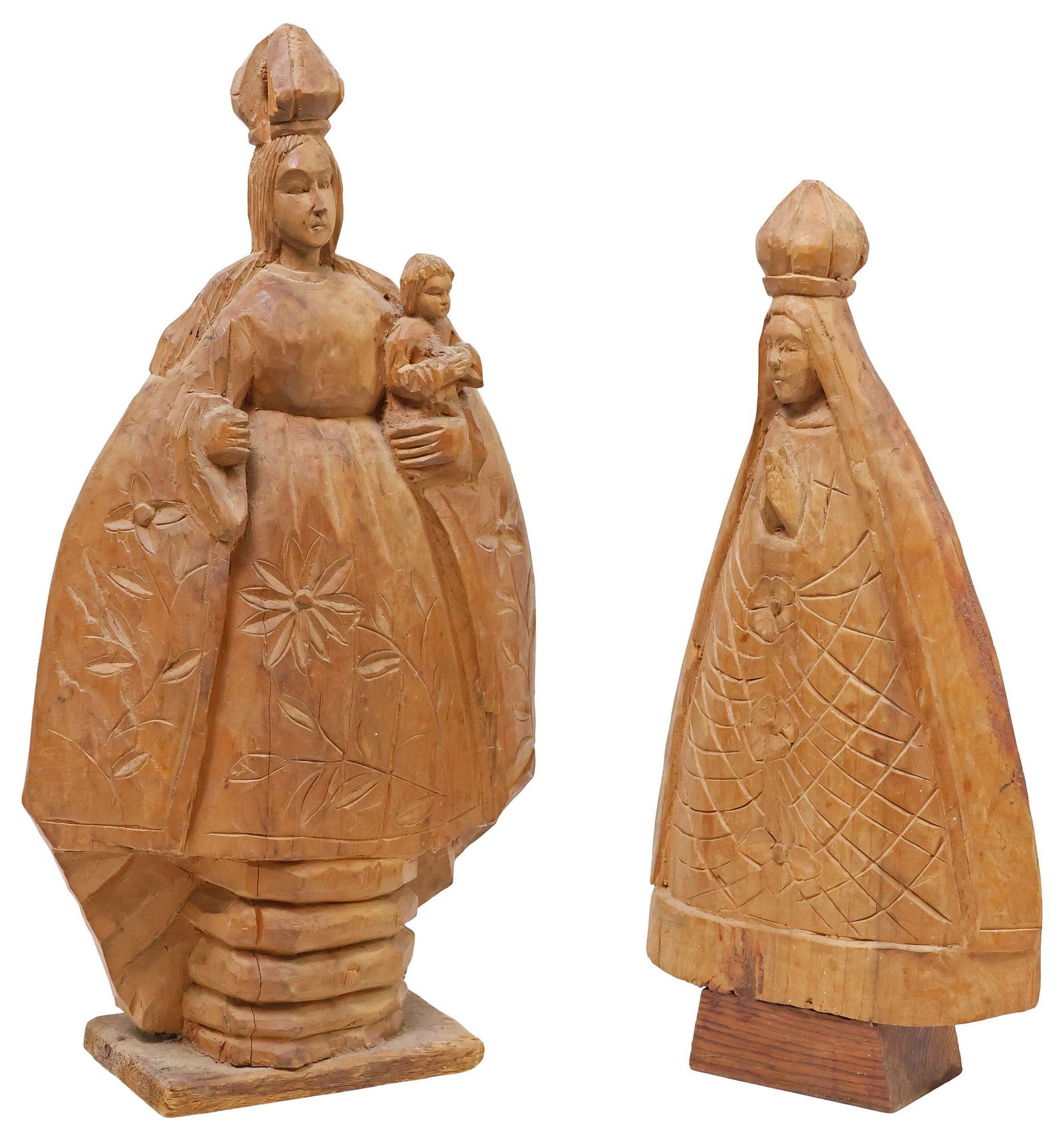 SPANISH COLONIAL STYLE CARVED SANTO FIGURES, MARY & NOSSA SENHORA APARECIDE (1 of 6)