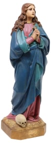 SPANISH POLYCHROME-PAINTED CAST SANTO FIGURE, MARY MAGDALENE