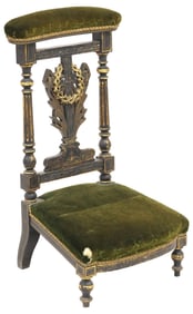FRENCH NAPOLEON III PARCEL-GILT & EBONIZED PRIE DIEU PRAYER KNEELER