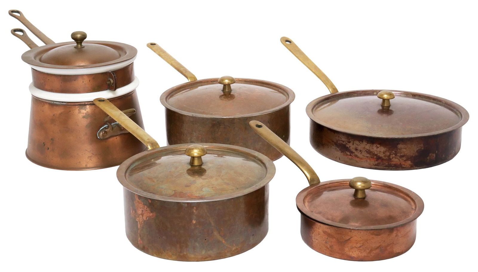 (5) COPPER & CERAMIC COOKWARE, SWISS SAUCEPANS & BAIN-MARIE BOILER (1 of 3)