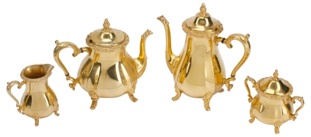 (4) WEBSTER-WILCOX 'COUNTESS' GILT METAL TEA & COFFEE SERVICE